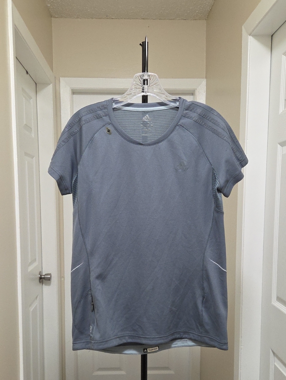 Adidas Women's Light Slate Performance Athletic Tee | Climacool Mesh Running Gym - Picture 2 of 8